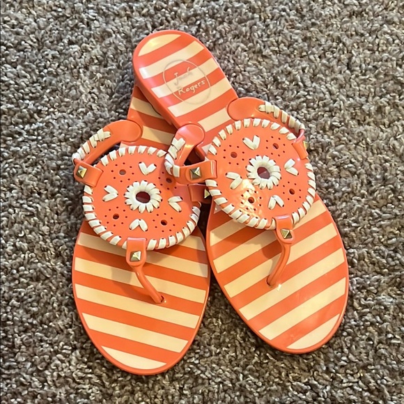 Jack Rogers Shoes - Jack Rogers Salmon Striped Jelly Women's Sandals